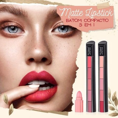 Batom Matte Lipstick - Premium 5 tons em 1